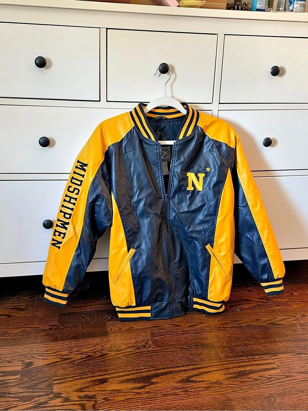 Steve & Barry’s Varsity Bomber Jacket Navy Blue & Yellow Size S/M